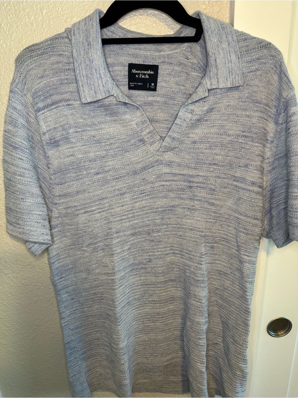 Abercrombie & Fitch Light Blue Heather Short-Sleeve Polo
